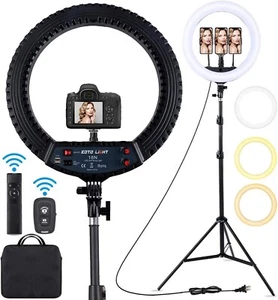 18" LED Ring Light, Tripod Stand with Carrying Bag and Remote Controller, CRI 90 - Picture 1 of 8