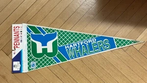 Vintage HARTFORD WHALERS Wincraft Full Size NHL HOCKEY PENNANT FLAG-made In USA - Picture 1 of 3