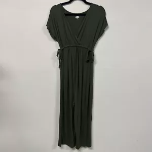 Old Navy Maternity Jumpsuit Womens Size S Green Short Sleeve Empyre Waist V Neck - Picture 1 of 15