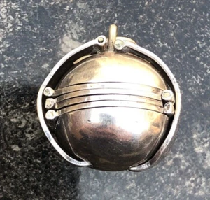 Mexico sterling silver ball pocket orb charm 6x photo pendant 1950/60s 12g - Picture 1 of 6