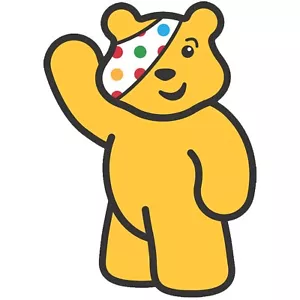 KINDER IN BEDÜRFTIGKEIT WINKENDER PUDSEY BÄR - T-SHIRT-TRANSFER ZUM AUFBÜGELN - A6 A5 A4 - Bild 1 von 5