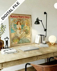 Mucha Monte Carlo • Digital Poster • JPG Download • Art Nouveau Print - Picture 1 of 5