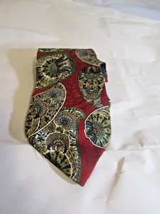Rooster Neck Tie 100% Silk Multi color Paisley Pattern Necktie burgundy VTG USA - Picture 1 of 5