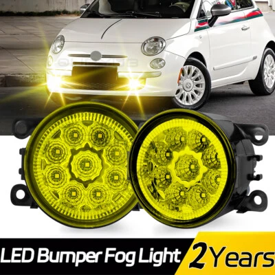 Pair Front Bumper Yellow LED Fog Light Driving Lamp 55W For FIAT 500L 2014-2020 - Image 1 of 4