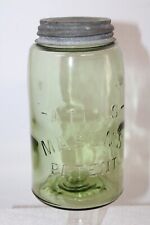 Light Green ATLAS MASON'S PATENT Quart fruit jar