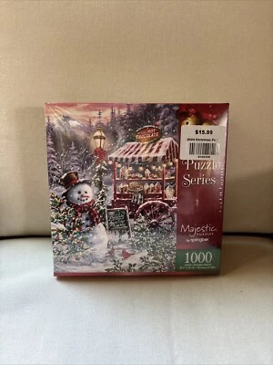 SPRINGBOK Majestic 1000 PC Holiday Puzzle Christmas Tree Farm Snowman - Image 1 of 3