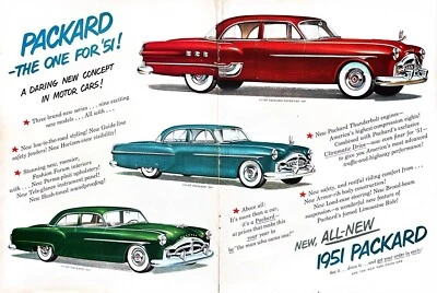1950 PACKARD Large Original 2-Page Vintage Print Ad Automobiles 1951 Models - Image 1 of 4