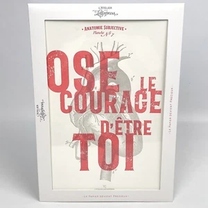 Impresión artística tipográfica francesa L'Atelier anatomía subjetiva corazón atrévete al coraje - Imagen 1 de 9