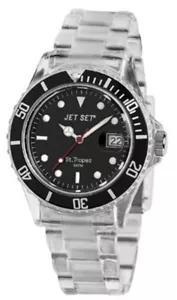 JET SET Clear Polycarbonate Watch Men's Watch New Battery Fits New #069 - Picture 1 of 1