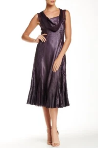 KOMAROV COWL NECK CHARMEAUSE CHIFFON DRESS SIZE L OMBRE-BLACK NEW - Picture 1 of 7