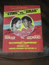 Roberto Duran v Sugar Ray Leonard II Boxing Program Signed NO MAS Fight JSA