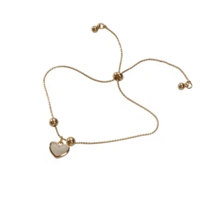 White Enamel Love Heart Charm Bracelet Adjustable Modern Trendy New Jewellery - Picture 1 of 9