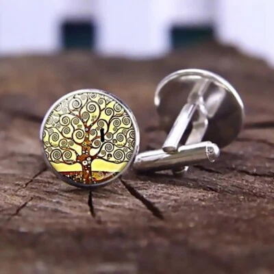 Tree of Life Cuff Links, Yggdrasil Cufflinks, Yew Tree Cufflinks - High Quality - Image 1 of 4