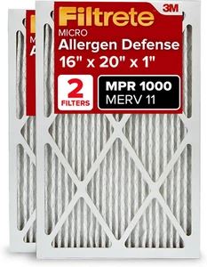 16X20X1 AC Furnace Air Filter, MERV 11, MPR 1000, Micro Allergen Defense, 3-Mont - Picture 1 of 12