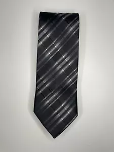Corbata de nudo euro / cuadros negros / cola de cachemira / 100% seda / L-58 pulgadas y W-3 pulgadas - Imagen 1 de 4
