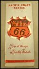 Phillips Oil Co. Pacific Coast States Map 1950S
