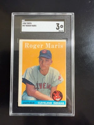 Бейсбольная карточка 1958 Topps No47 дебютант Роджер Марис из Cleveland Indians SGC 3 ПОДЛИННАЯ RC - Изображение 1 из 2