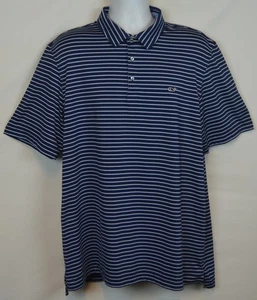 Vineyard Vines Performance Polo Shirt Mens XL Short Sleeve Blue Striped Golf - Picture 1 of 9