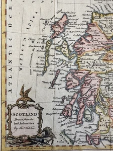 Schottland UK 1782 Kitchin Deko Kartusche handkoloriert Miniatur Karte - Bild 1 von 5