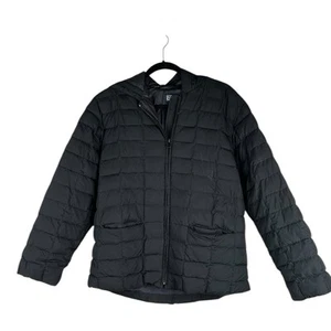 Land's End Boy's Black Down Winter Puffer Jacket with Hoodie Size Small 6/8 - Picture 1 of 10