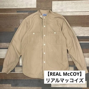 Real McCoy Vintage Beige Band Collar Work Shirt S Used JAPAN - Picture 1 of 17