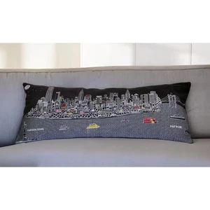 Black, Gray, White Solid Polyester 14 In. X 35 In. Throw Pillow - Picture 1 of 4