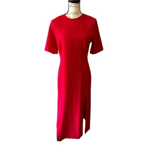 Zara Red Double Front Slit Midi Dress Back Zip Size Medium EUC - Picture 1 of 7
