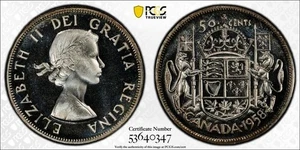 1958 Canada  Gem PL Fifty Cents Half Dollar   PCGS PL 65 Cam - Picture 1 of 1