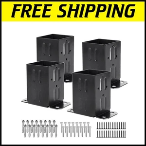 Universal 4x4 Wood Post Anchor with Steel Construction & Installation Hardware - Picture 1 of 9