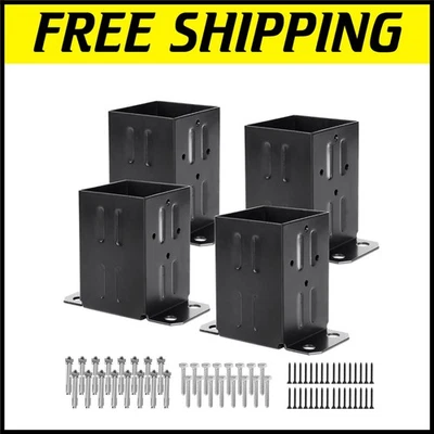 Universal 4x4 Wood Post Anchor with Steel Construction & Installation Hardware - Image 1 of 4