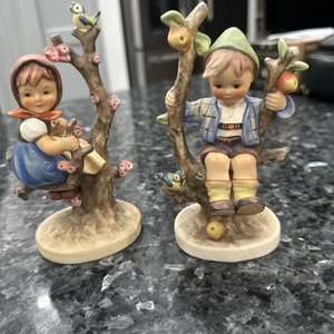 Goebel Hummel Apple Tree Boy & Girl #141/I #142/I 6" Figurines TMK3 1960-1972 - Picture 1 of 5