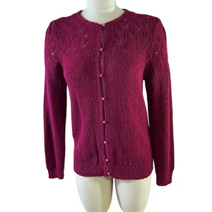 New Vintage Buffums pink knit cardigan sweater WOMEN’S LARGE fits small-medium - Picture 1 of 11