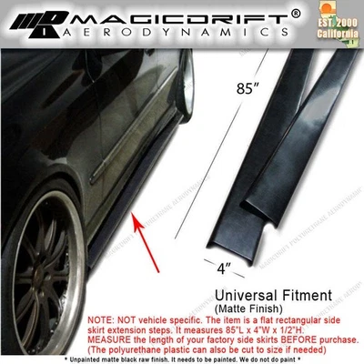NEW 85" x 4" Universal Style JDM VIP SIDE SKIRT FLAT BOTTOM LINE EXTENSION LIP Foto 1 de 4