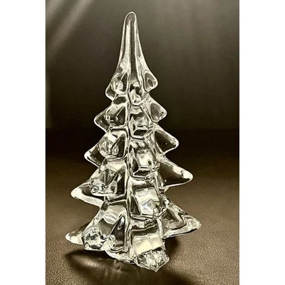VTG 6.5” Crystal Glass CHRISTMAS TREE Figurine Holiday Decor Transparent Figure - Image 1 of 4