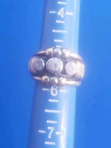 Vintage Sterling Silver 925 with Solid 18K 750 Yellow Gold Ring. Sz 5.5 - Picture 1 of 5