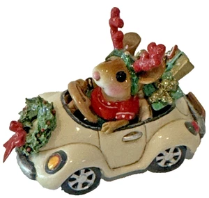 Wee Forest Folk "Honk for Christmas" Car with Christmas Mouse & Presens (Retired - Imagen 1 de 6