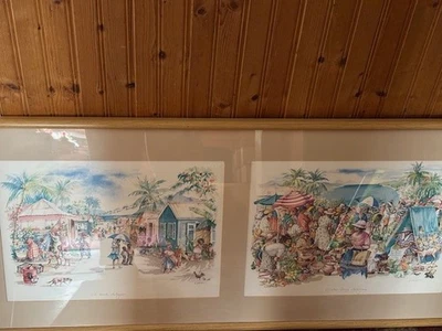 Gilly Gobinet Antigua Framed Signed Original Lithograph - Two Prints!  Perfect - Image 1 of 4