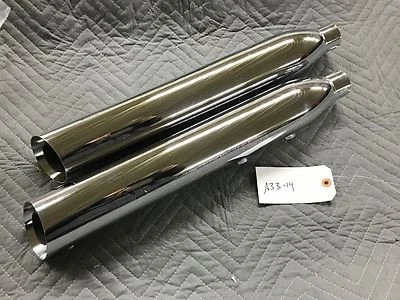 2007 Harley-Davidson FLSTN Softail Deluxe Slash Out Mufflers 80528-07 OEM - Image 1 of 4