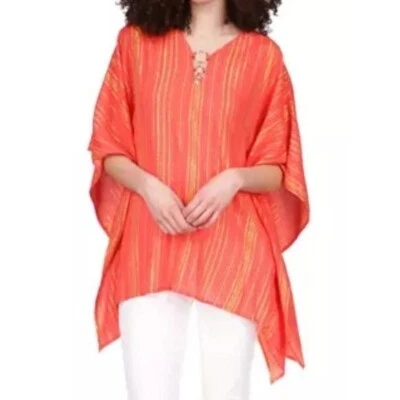 Traje de baño Michael Kors naranja y dorado encubrimiento caftán Foto 1 de 4