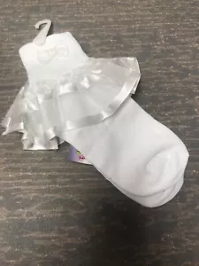 Sock Size 3/4 (fits Shoe Sizes 4-7) White dressy Lace Ruffle Pageant Socks NWT - Bild 1 von 2