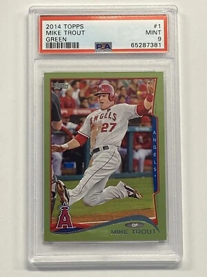 MIKE TROUT 2014 Topps #1 Green Border Retail Rack Pack parallel Angels PSA 9 - Image 1 of 2
