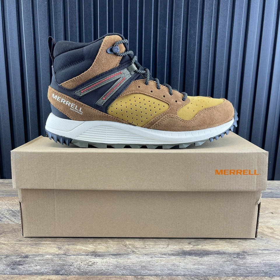 Merrell Men’s Sz 12 Wildwood Mid Leather WP Boot J068033 Spice Leather Suede