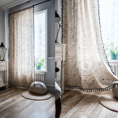 Vintage Printed Curtain Treatment Living Room Bedroom Kitchen Window Drape - Imagem 1 de 4