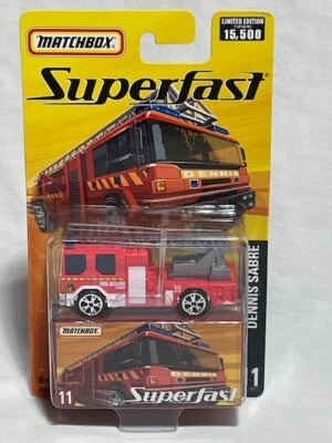 Matchbox Superfast Dennis Sabre Fire Truck, Red, #11, 1/64, NIB - Image 1 of 3