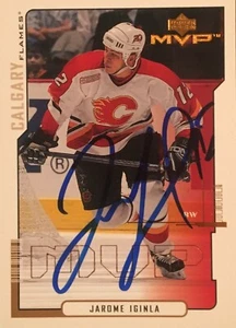 Tarjeta de hockey Jarome Iginla Calgary Flames firmada por la NHL - Imagen 1 de 2