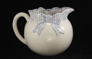 Haldon Group Vintage 1989 Large Blue Stripe Ceramic Ball Water Pitcher - Picture 1 of 8