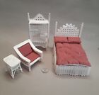 Maison de poupée miniature - Ensemble de chambre à coucher en canne blanche, 4 pièces (M-5)