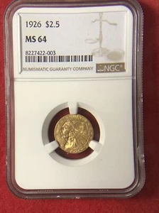 1926 $2.50 Indian Head Quarter Eagle U.S. Graded NGC MS 64 Gold Coin-MINT STATE - Picture 1 of 6