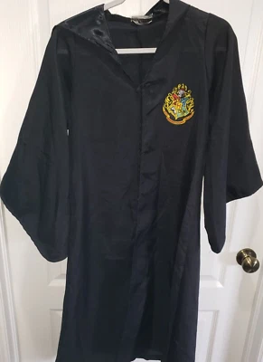 BATA NEGRA HARRY POTTER niños talla única HALLOWEEN FINGIR PLAY cosida en logo Foto 1 de 2