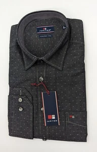 Camicia Jupiter maniche lunghe taglia M 39/40 colletto grigio scuro motivo regular fit - Foto 1 di 4